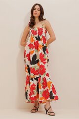 Цветочное платье с рукавом ¾ MAXI Black and Red PL00488-1-1-3 цена и информация | Платья | 220.lv