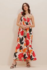 Цветочное платье с рукавом ¾ MAXI Black and Red PL00488-1-1-3 цена и информация | Платья | 220.lv