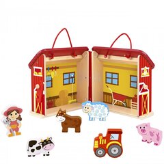 Šķūņa formas izglītojoša rotaļlieta ar lauksaimnieku un dzīvniekiem Tooky Toy cena un informācija | Attīstošās rotaļlietas | 220.lv