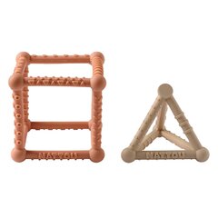 NATTOU игровой набор Кубик и пирамида, коричневый/бежевый цена и информация | Игрушки для малышей | 220.lv
