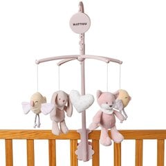 Zīdaiņu gultiņas karuselis Nattou, rozā cena un informācija | Rotaļlietas zīdaiņiem | 220.lv