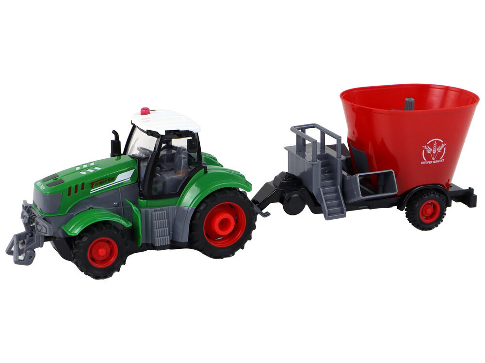 Tālvadības traktors ar ražas novākšanas piekabi Lean Toys, zaļš cena un informācija | Rotaļlietas zēniem | 220.lv