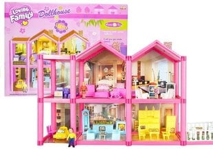 Leļļu māja ar mēbelēm Dollhouse, rozā, 136.gab. cena un informācija | Rotaļlietas meitenēm | 220.lv