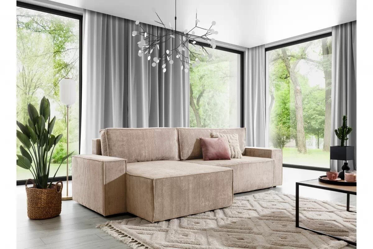 Kreisās puses stūra dīvāns Bogart Flabio Mini, smilškrāsas cena un informācija | Stūra dīvāni | 220.lv