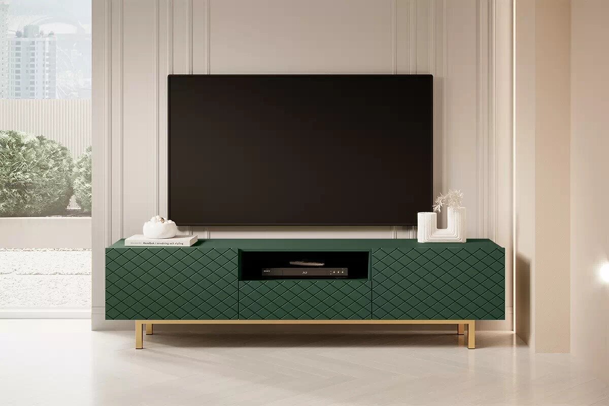TV galdiņš Bogart Scalia II, zaļš/zelta cena un informācija | TV galdiņi | 220.lv