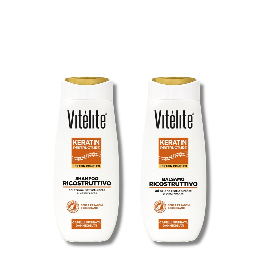 Matu šampūna un kondicioniera komplekts ar KERATĪNU VITELITE KERATIN komplekts 2 gab. 250 ml + 250 ml цена и информация | Šampūni | 220.lv