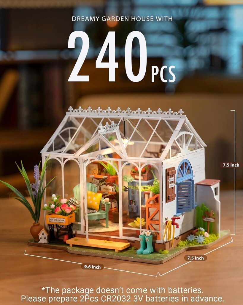 Mini māja 3D konstruktors Robotime Dreamy Garden House, 240 gab. cena un informācija | Konstruktori | 220.lv