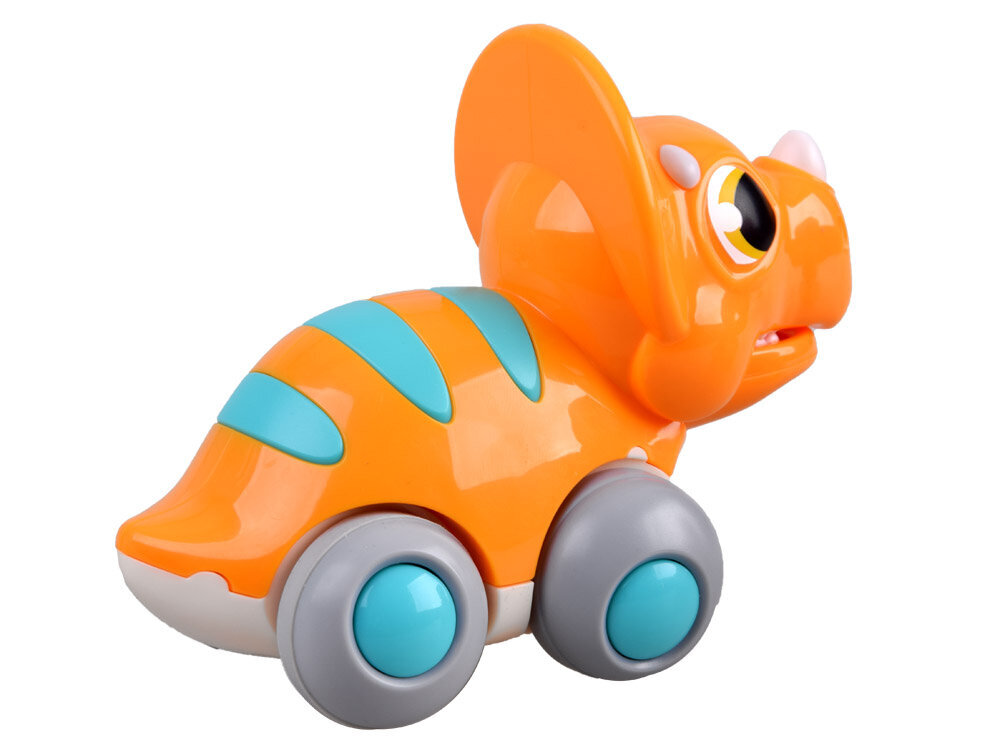 Dinozaurs uz riteņiem, Triceratops, oranžs цена и информация | Rotaļlietas zīdaiņiem | 220.lv