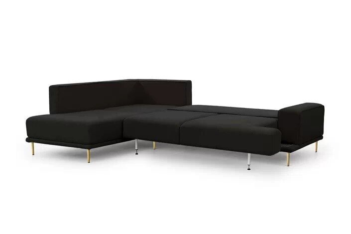 Kreisās puses stūra dīvāns Bogart Nicole, melns cena un informācija | Stūra dīvāni | 220.lv
