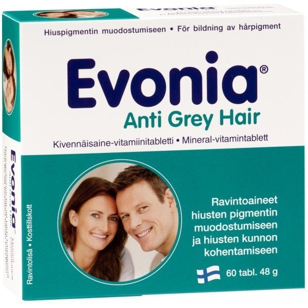 Uztura bagātinātājs matiem Evonia Anti Grey Hair 60 kaps. цена и информация | Vitamīni, preparāti, uztura bagātinātāji skaistumam | 220.lv