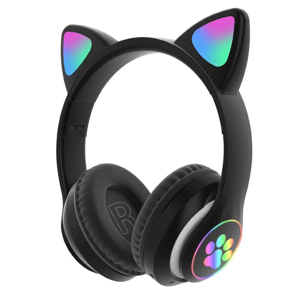 Bluetooth LED austiņas ar kaķa ausīm, melnas cena un informācija | Austiņas | 220.lv