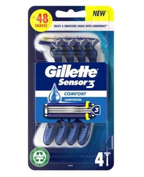 НаборбритвенныхлезвийGilletteSensor3ComfortGel,4штуки