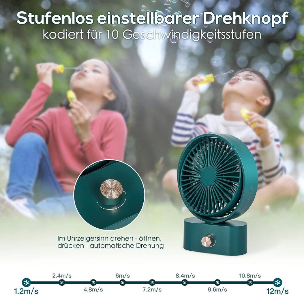 Galda ventilators AINSEALA, F45, 10 ātruma iestatījumi, zaļš cena un informācija | Ventilatori | 220.lv