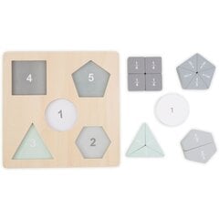 Koka Montessori puzles Daļas un ģeometriskās figūras cena un informācija | Rotaļlietas zīdaiņiem | 220.lv