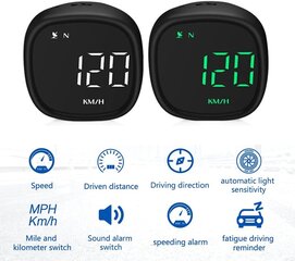 Digitālais GPS spidometrs HUD QINGQUE cena un informācija | Velodatori, navigācijas | 220.lv