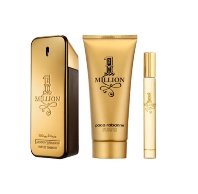 Kosmētikas komplekts Paco Rabanne 1 Million vīriešiem: tualetes ūdens EDT, 100 ml + dušas želeja, 100 ml + tualetes ūdens EDT, 10 ml цена и информация | Dušas želejas, eļļas | 220.lv