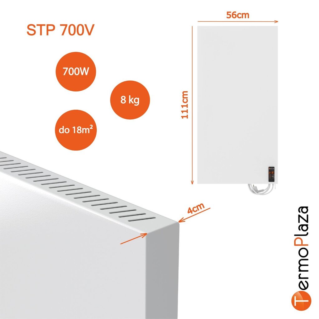 Vertikālais sildītājs Termoplaza Stp 700V, balts cena un informācija | Sildītāji | 220.lv