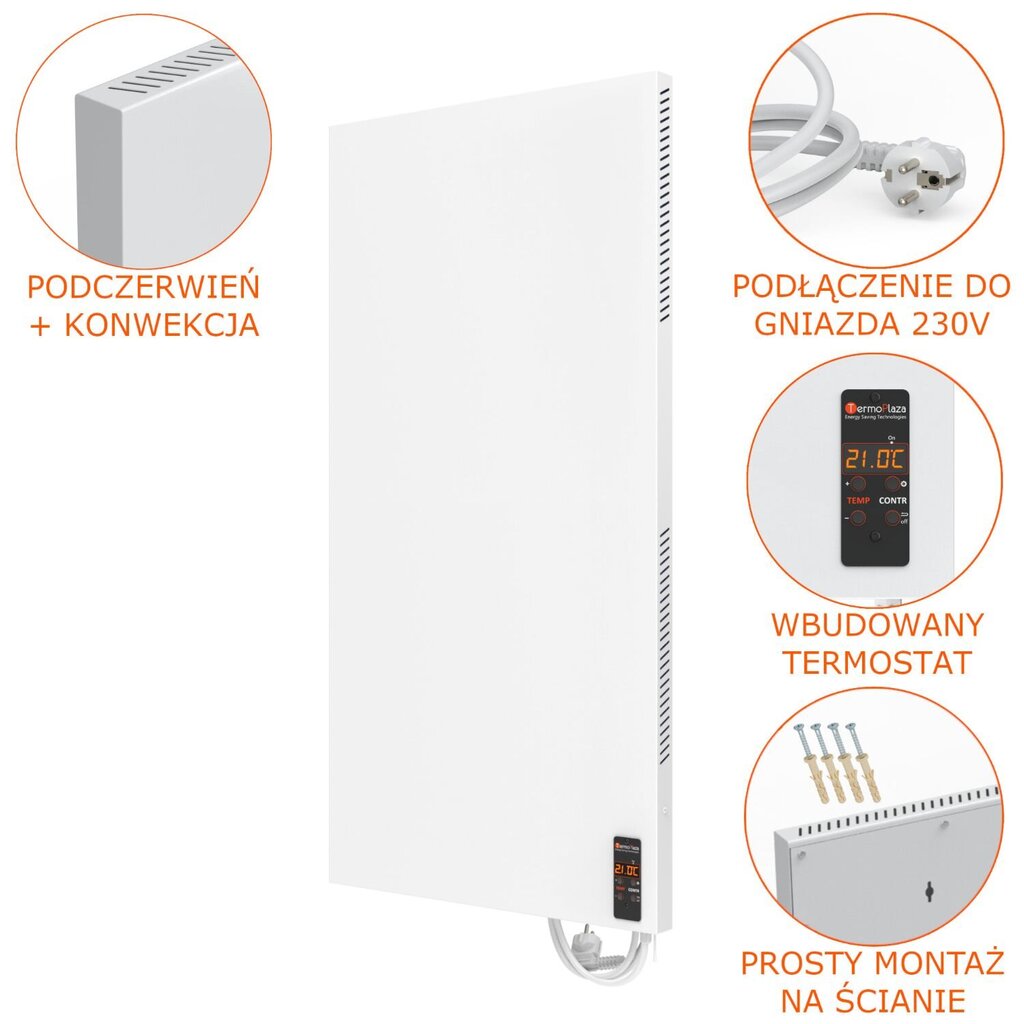 Vertikālais sildītājs Termoplaza Stp 700V, balts cena un informācija | Sildītāji | 220.lv