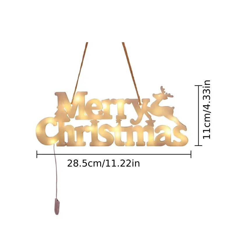 Dekoratīvais uzraksts Priecīgus Ziemassvētkus, balts, 11cm x 27cm cena un informācija | Ziemassvētku dekorācijas | 220.lv