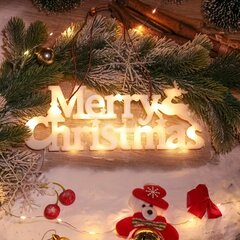Dekoratīvais uzraksts Priecīgus Ziemassvētkus, balts, 11cm x 27cm cena un informācija | Ziemassvētku dekorācijas | 220.lv