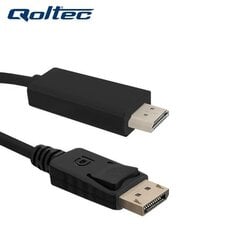 Qoltec 50440 HDMI Male 19M uz DisplayPort v1.1 Male 1080p Kabelis 1m Melns cena un informācija | Kabeļi un vadi | 220.lv