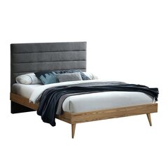 Кровать ROMAN 160x200см, ткань серый/дуб цена и информация | Кровати | 220.lv