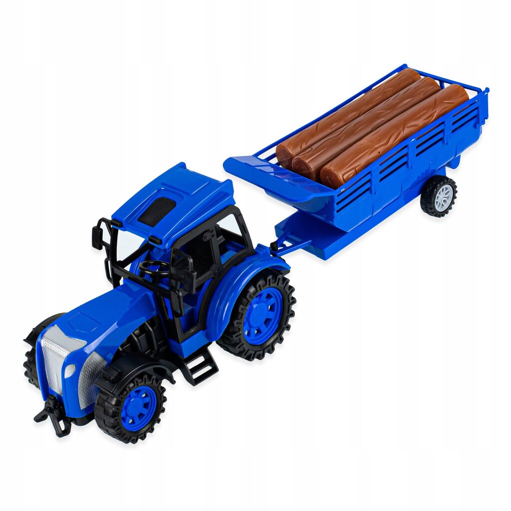 Tālvadības pults vadāms traktors, piekabe, zils cena un informācija | Rotaļlietas zēniem | 220.lv