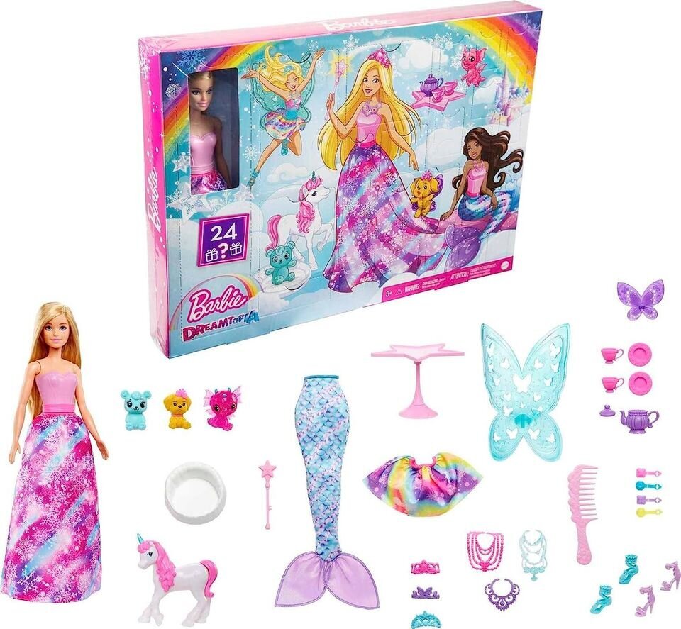 Adventes kalendārs Barbie Dreamtropia cena un informācija | Rotaļlietas meitenēm | 220.lv