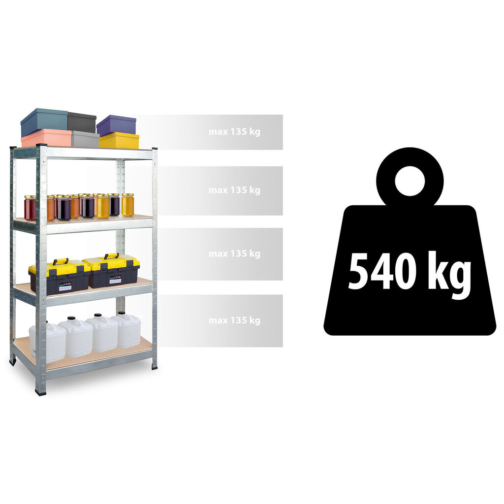 Metāla glabāšanas plaukts, 150 x 75 x 30 cm, cena un informācija | Saimniecības plaukti | 220.lv