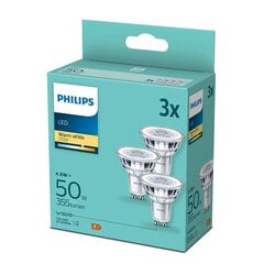 Лампа Philips LED 4,6Вт (50Вт) 355лм GU10 230В 2700К, 3 шт. цена и информация | Philips Освещение и электротовары | 220.lv