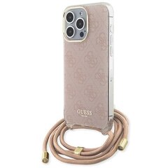 Guess GUHCP15LHC4SEP iPhone 15 Pro 6.1" różowy|pink hardcase Crossbody Cord 4G Print цена и информация | Чехлы для телефонов | 220.lv