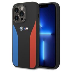 BMW BMHCP15X22SCSK iPhone 15 Pro Max 6.7" czarny|black Silicone Blue&Red Stripes M Collection цена и информация | Чехлы для телефонов | 220.lv