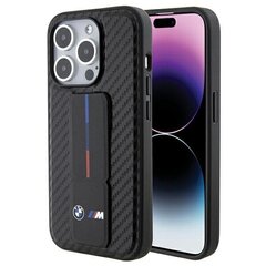 BMW BMHCP15LGSPCCK iPhone 15 Pro 6.1" czarny|black hardcase Grip Stand Smooth & Carbon цена и информация | Чехлы для телефонов | 220.lv