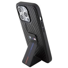 BMW BMHCP15LGSPCCK iPhone 15 Pro 6.1" czarny|black hardcase Grip Stand Smooth & Carbon цена и информация | Чехлы для телефонов | 220.lv