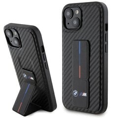 BMW BMHCP15SGSPCCK iPhone 15 6.1" czarny|black hardcase Grip Stand Smooth & Carbon цена и информация | Чехлы для телефонов | 220.lv