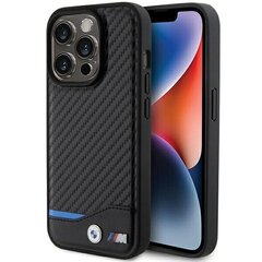 BMW BMHMP15L22NBCK iPhone 15 Pro 6.1" czarny|black hardcase Leather Carbon MagSafe цена и информация | Чехлы для телефонов | 220.lv