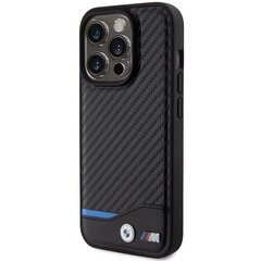 BMW BMHMP15L22NBCK iPhone 15 Pro 6.1" czarny|black hardcase Leather Carbon MagSafe цена и информация | Чехлы для телефонов | 220.lv