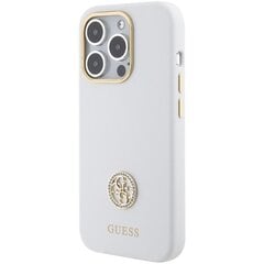 Guess GUHCP15LM4DGPH iPhone 15 Pro 6.1" biały|white hardcase Silicone Logo Strass 4G цена и информация | Чехлы для телефонов | 220.lv