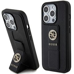 Guess GUHCP15LPGSSADK iPhone 15 Pro 6.1" czarny|black hardcase Grip Stand 4G Saffiano Strass цена и информация | Чехлы для телефонов | 220.lv