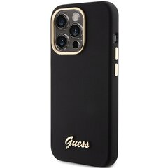 Guess GUHCP15LSMBSLK iPhone 15 Pro 6.1" czarny|black hardcase Silicone Script Metal Logo & Frame цена и информация | Чехлы для телефонов | 220.lv