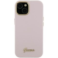 Guess GUHCP15LSMBSLP iPhone 15 Pro 6.1" różowy|pink hardcase Silicone Script Metal Logo & Frame цена и информация | Чехлы для телефонов | 220.lv
