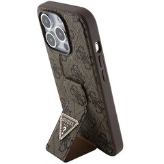 Guess GUHCP15XPGS4TDW iPhone 15 Pro Max 6.7" brązowy|brown hardcase Grip Stand 4G Triangle Strass цена и информация | Чехлы для телефонов | 220.lv