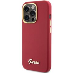 Guess GUHCP15XSMBSLM iPhone 15 Pro Max 6.7" magenta hardcase Silicone Script Metal Logo & Frame цена и информация | Чехлы для телефонов | 220.lv