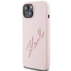 Karl Lagerfeld KLHCP15SSKSBMCP iPhone 15 6.1" różowy|pink hardcase Silicone Karl Script цена и информация | Чехлы для телефонов | 220.lv