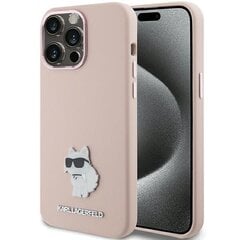 Karl Lagerfeld KLHCP15LSMHCNPP iPhone 15 Pro 6.1" różowy|pink Silicone Choupette Metal Pin цена и информация | Чехлы для телефонов | 220.lv