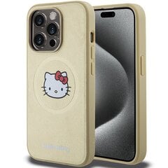 Hello Kitty HKHMP15XPGHCKD iPhone 15 Pro Max 6.7" złoty|gold hardcase Leather Kitty Head MagSafe цена и информация | Чехлы для телефонов | 220.lv