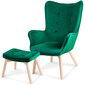 Krēsls ar kāju balstu, zaļš cena un informācija | Atpūtas krēsli | 220.lv