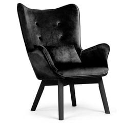 Krēsls ar kāju balstu, melns cena un informācija | Atpūtas krēsli | 220.lv