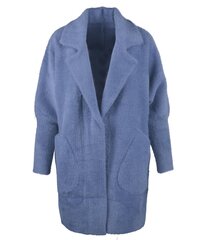 Пальто альпака с капюшоном, синее цена и информация | Женские пальто | 220.lv