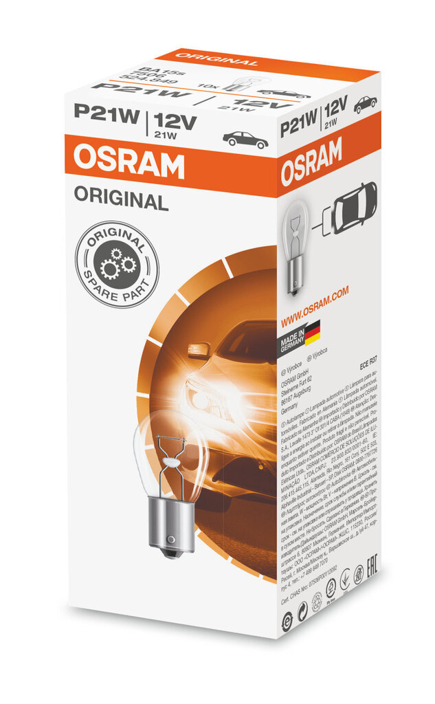 Standartlampa Osram P21W 12V cena un informācija | Auto spuldzes | 220.lv